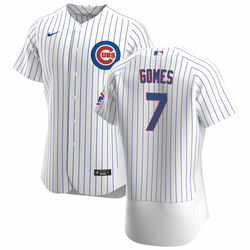 Men's Chicago Cubs #7 Yan Gomes White Flex Base Stitched Jersey